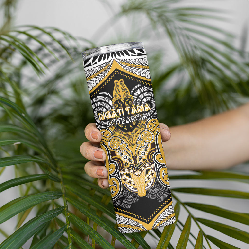 Aotearoa Iwi Ngati Tama Personalised Skinny Tumbler Maori Kowhaiwhai Pattern LT19 - Polynesian Pride