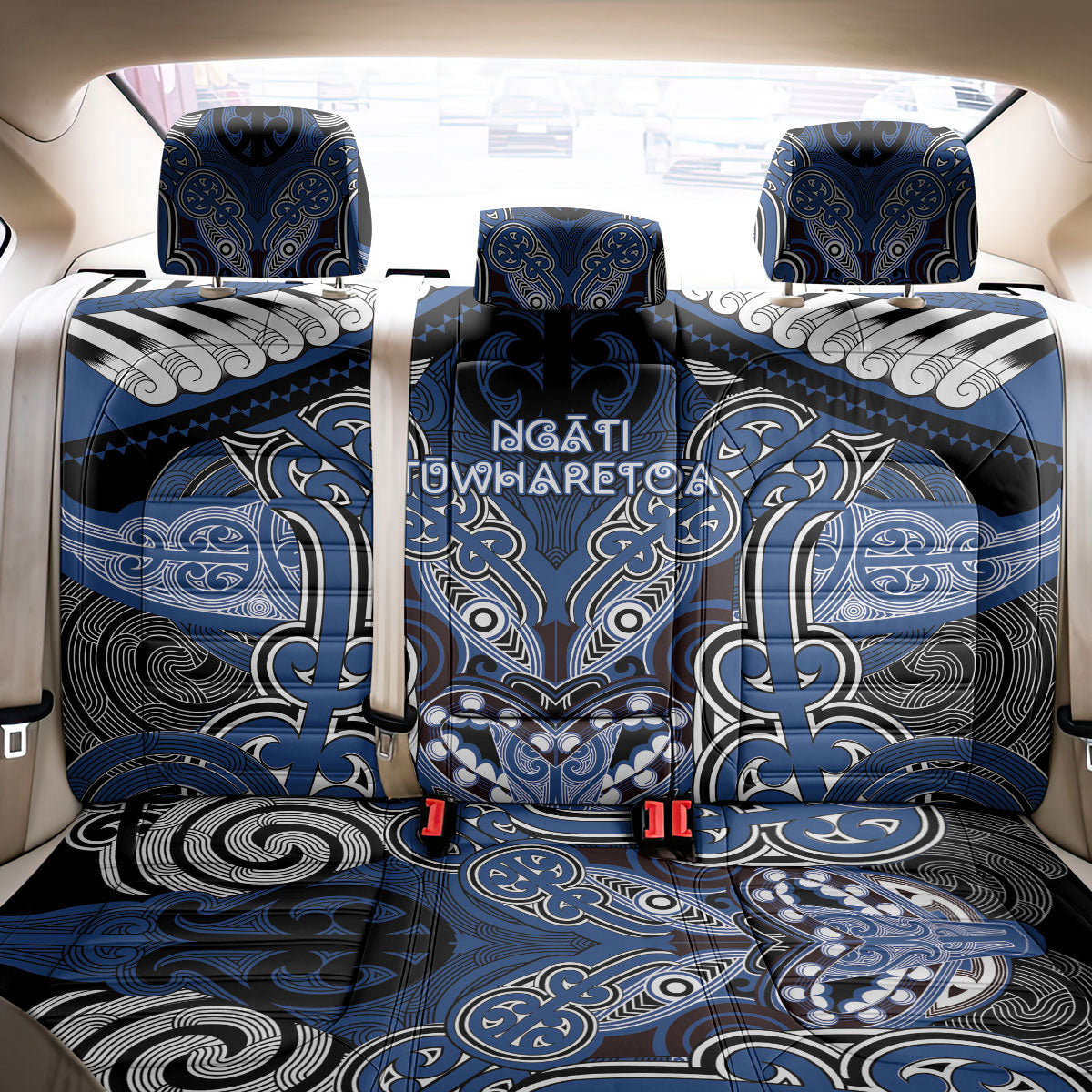 Aotearoa Iwi Ngati Tuwharetoa Back Car Seat Cover Maori Kowhaiwhai Pattern LT19 - Polynesian Pride