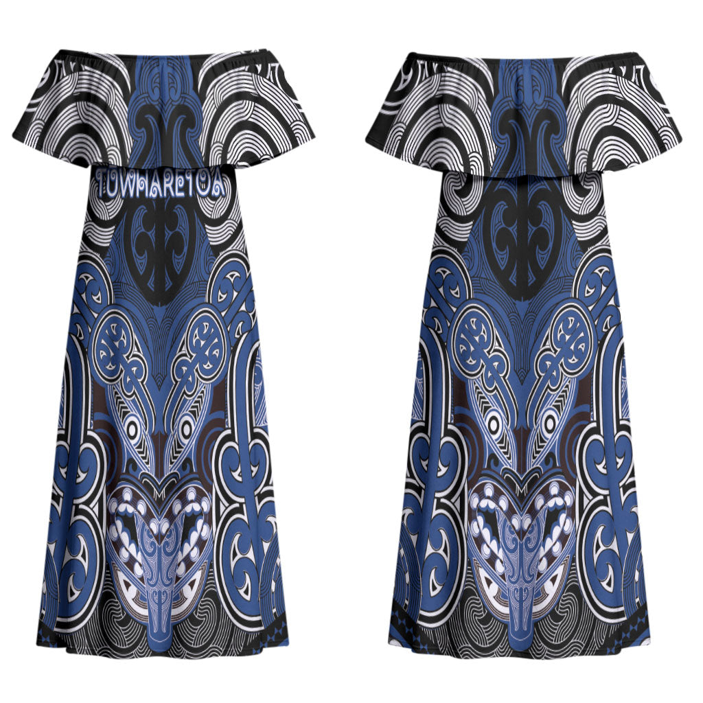 Aotearoa Iwi Ngati Tuwharetoa Personalised Couples Matching Off Shoulder Maxi Dress and Hawaiian Shirt Maori Kowhaiwhai Pattern LT19 - Polynesian Pride