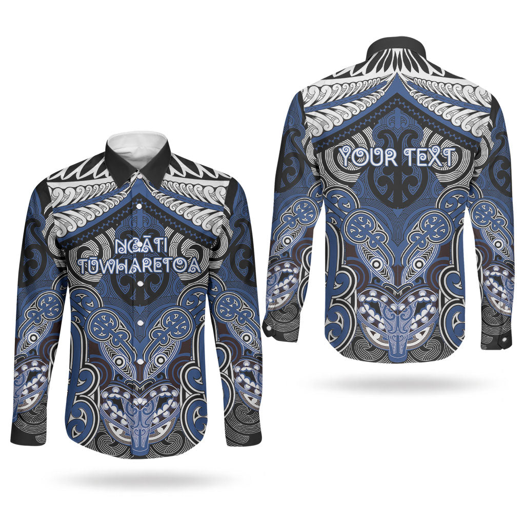 Aotearoa Iwi Ngati Tuwharetoa Personalised Couples Matching Off Shoulder Short Dress and Long Sleeve Button Shirt Maori Kowhaiwhai Pattern LT19 - Polynesian Pride