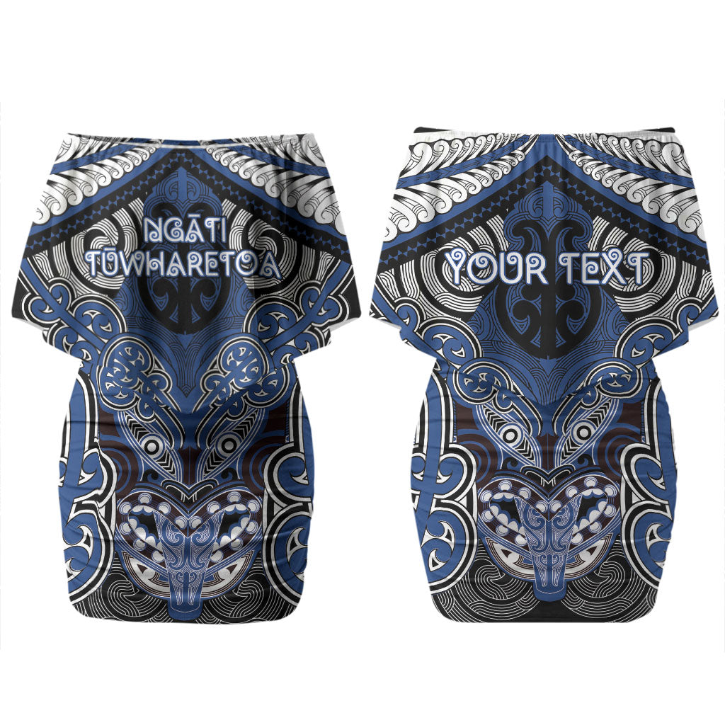 Aotearoa Iwi Ngati Tuwharetoa Personalised Couples Matching Off Shoulder Short Dress and Long Sleeve Button Shirt Maori Kowhaiwhai Pattern LT19 - Polynesian Pride
