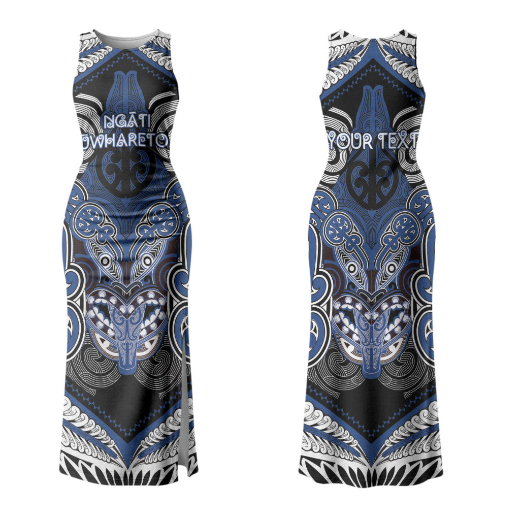 Aotearoa Iwi Ngati Tuwharetoa Personalised Couples Matching Tank Maxi Dress and Long Sleeve Button Shirt Maori Kowhaiwhai Pattern LT19 - Polynesian Pride