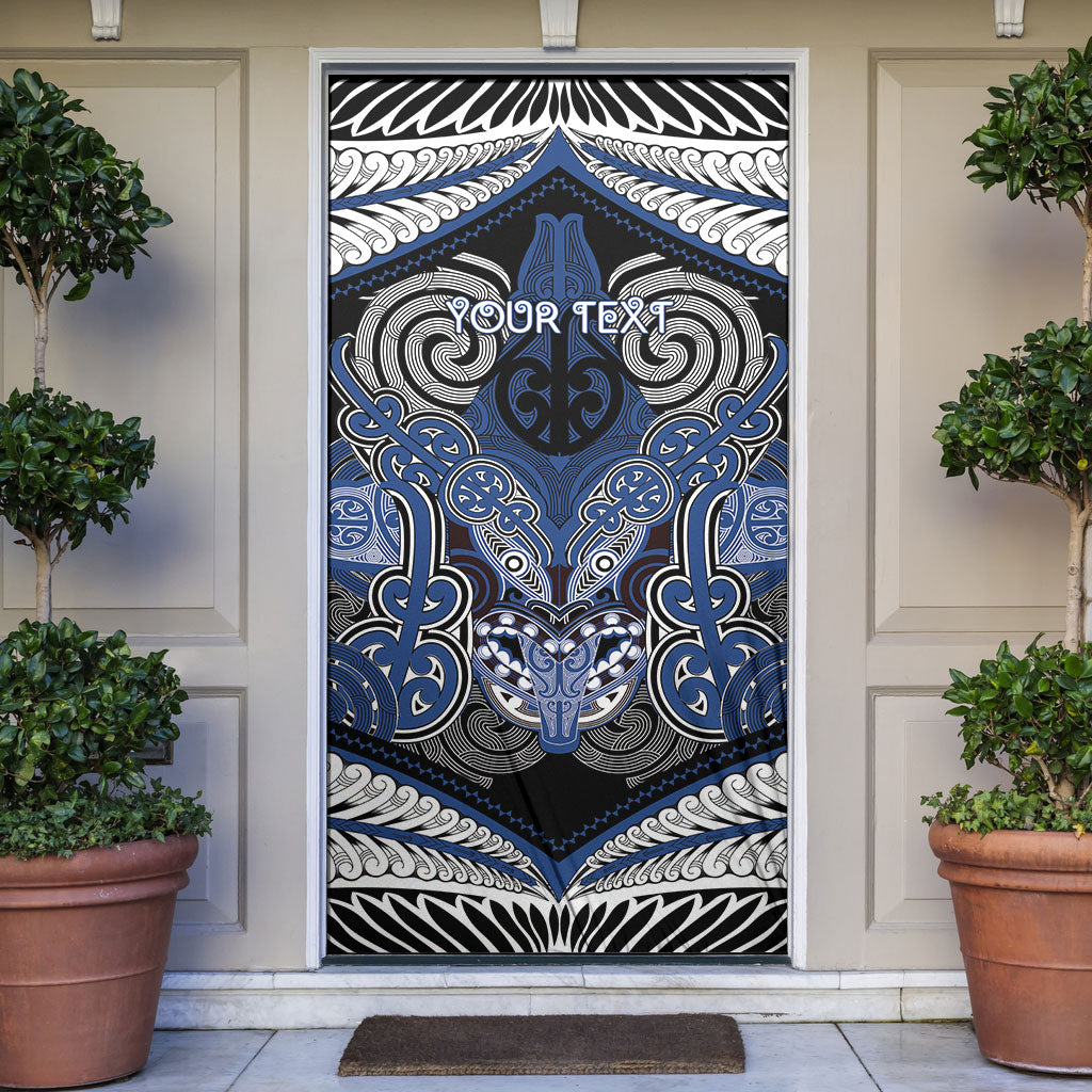 Aotearoa Iwi Ngati Tuwharetoa Personalised Door Cover Maori Kowhaiwhai Pattern LT19 Blue - Polynesian Pride