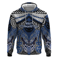 Aotearoa Iwi Ngati Tuwharetoa Personalised Hoodie Maori Kowhaiwhai Pattern LT19 Pullover Hoodie Blue - Polynesian Pride