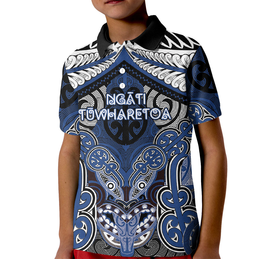 Aotearoa Iwi Ngati Tuwharetoa Personalised Kid Polo Shirt Maori Kowhaiwhai Pattern
