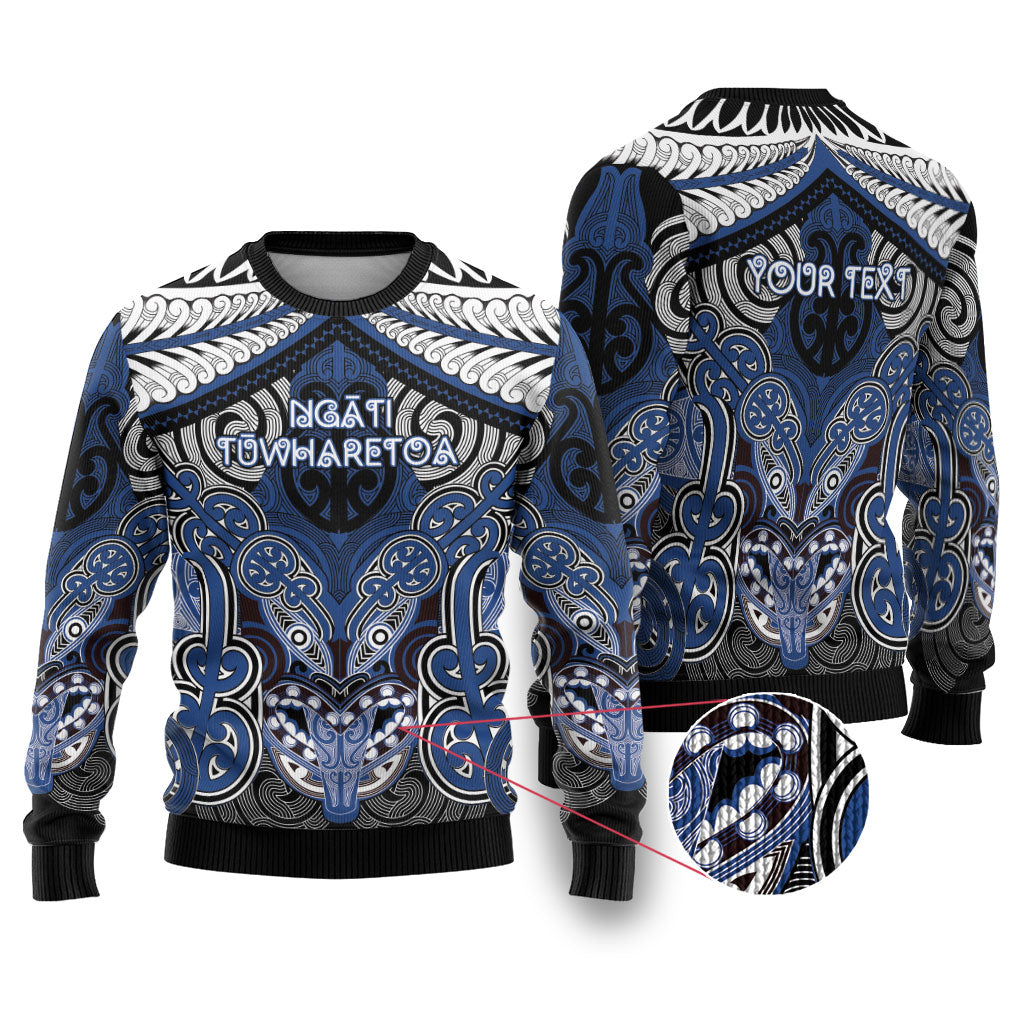 Aotearoa Iwi Ngati Tuwharetoa Personalised Ugly Christmas Sweater Maori Kowhaiwhai Pattern