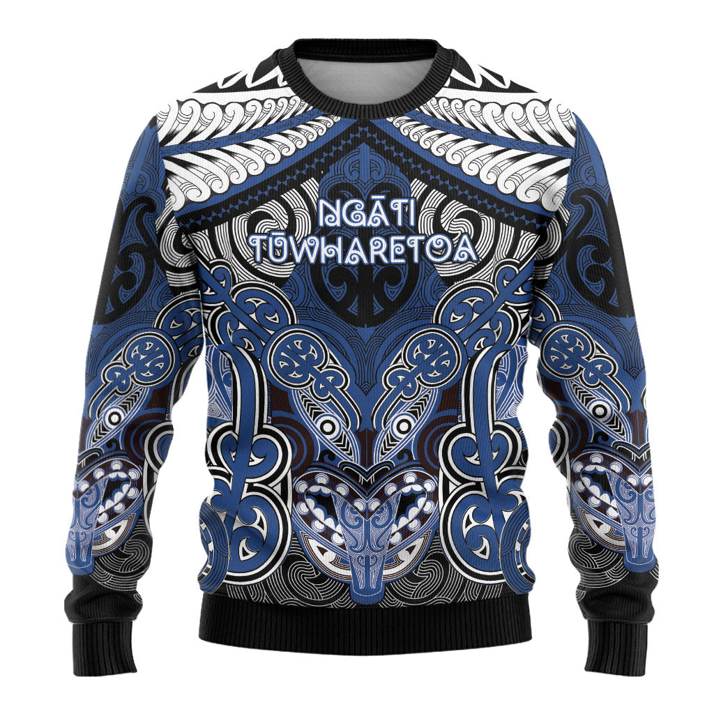 Aotearoa Iwi Ngati Tuwharetoa Personalised Ugly Christmas Sweater Maori Kowhaiwhai Pattern LT19 - Polynesian Pride