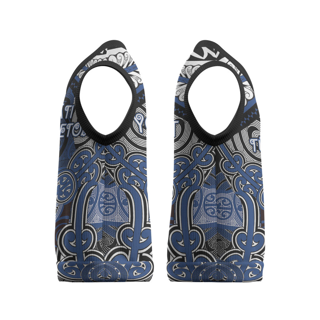 Aotearoa Iwi Ngati Tuwharetoa Personalised Christmas Knitted V-Neck Vest Maori Kowhaiwhai Pattern LT19 - Polynesian Pride