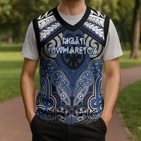 Aotearoa Iwi Ngati Tuwharetoa Personalised Christmas Knitted V-Neck Vest Maori Kowhaiwhai Pattern LT19 - Polynesian Pride
