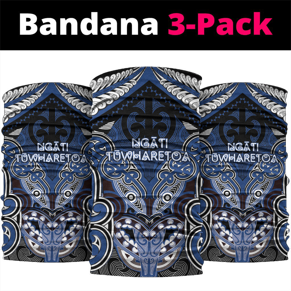 Aotearoa Iwi Ngati Tuwharetoa Neck Gaiter Maori Kowhaiwhai Pattern LT19 package One Size: 25*50cm Blue - Polynesian Pride