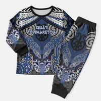 Aotearoa Iwi Ngati Tuwharetoa Personalised Christmas Pajama Set Maori Kowhaiwhai Pattern LT19 Men Blue - Polynesian Pride
