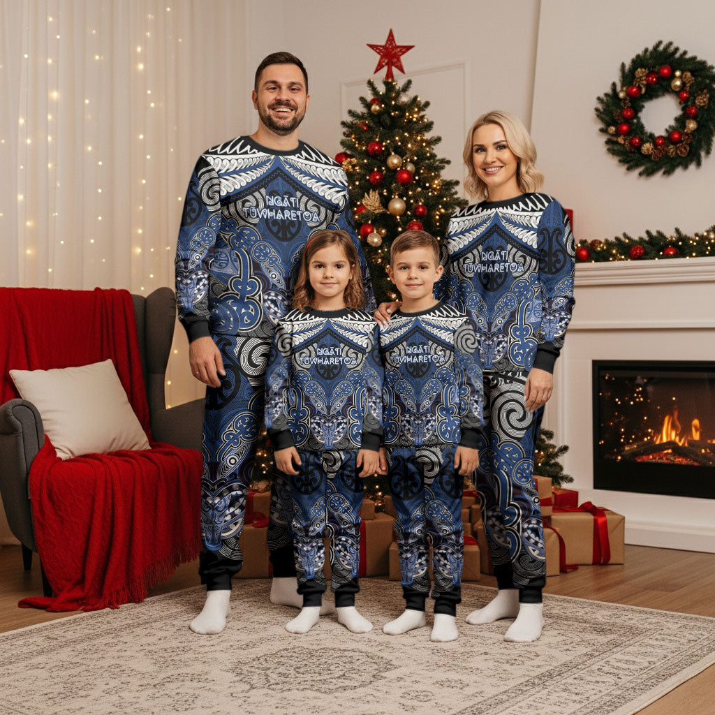 Aotearoa Iwi Ngati Tuwharetoa Personalised Christmas Pajama Set Maori Kowhaiwhai Pattern LT19 - Polynesian Pride