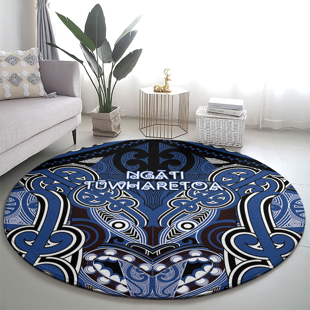 Aotearoa Iwi Ngati Tuwharetoa Round Carpet Maori Kowhaiwhai Pattern LT19 - Polynesian Pride