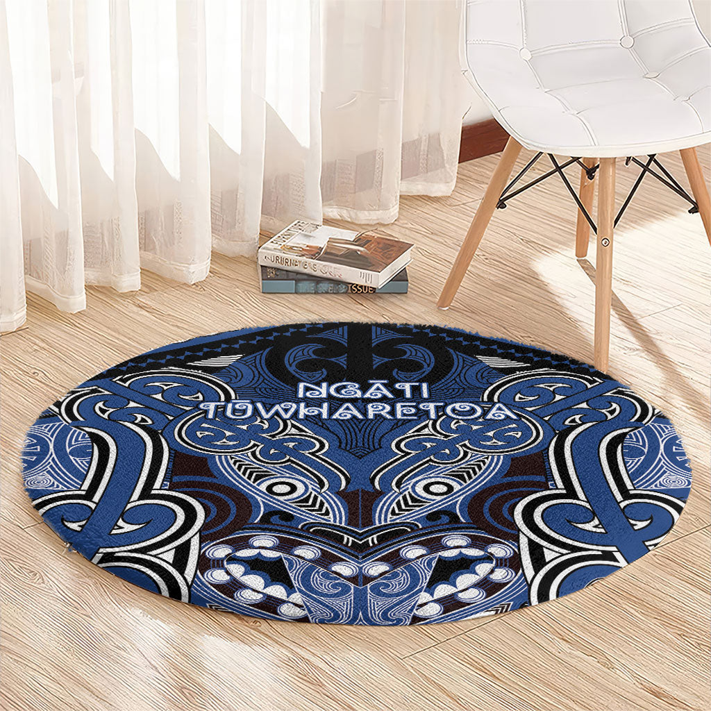 Aotearoa Iwi Ngati Tuwharetoa Round Carpet Maori Kowhaiwhai Pattern LT19 - Polynesian Pride