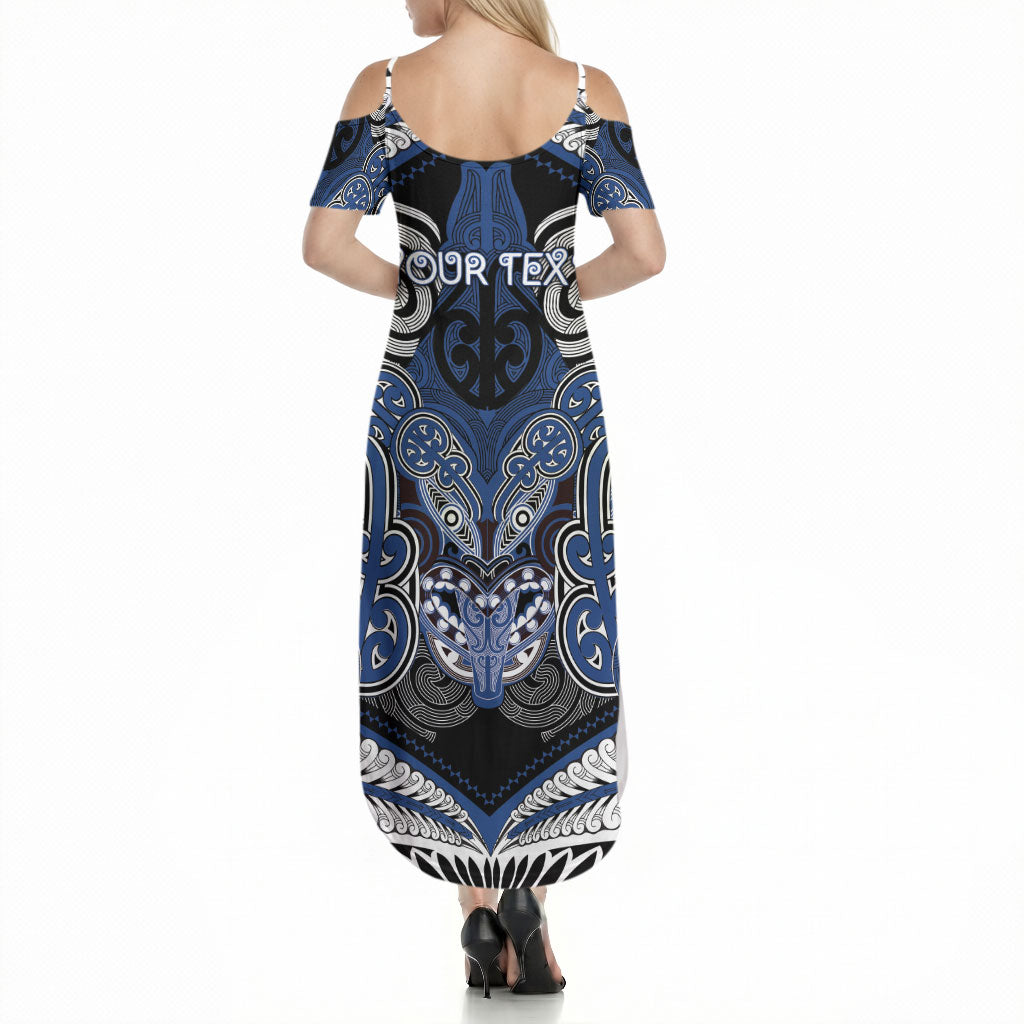 Aotearoa Iwi Ngati Tuwharetoa Personalised Summer Maxi Dress Maori Kowhaiwhai Pattern LT19 - Polynesian Pride