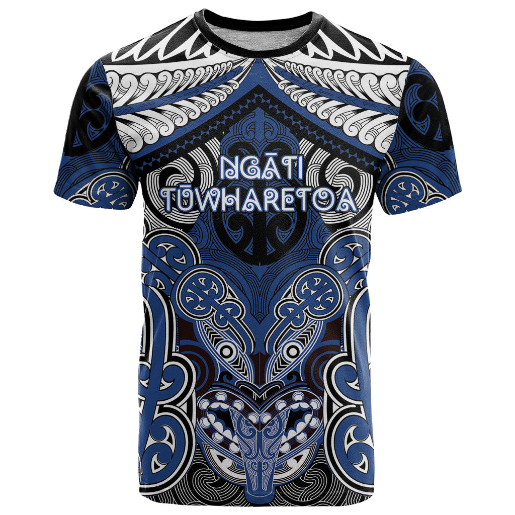 Aotearoa Iwi Ngati Tuwharetoa Personalised T Shirt Maori Kowhaiwhai Pattern LT19 Blue - Polynesian Pride