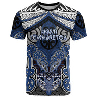 Aotearoa Iwi Ngati Tuwharetoa Personalised T Shirt Maori Kowhaiwhai Pattern LT19 Blue - Polynesian Pride