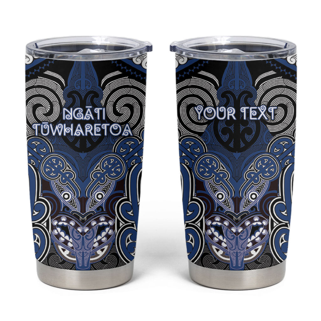 Aotearoa Iwi Ngati Tuwharetoa Personalised Tumbler Cup Maori Kowhaiwhai Pattern LT19 Blue - Polynesian Pride