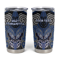 Aotearoa Iwi Ngati Tuwharetoa Personalised Tumbler Cup Maori Kowhaiwhai Pattern LT19 Blue - Polynesian Pride