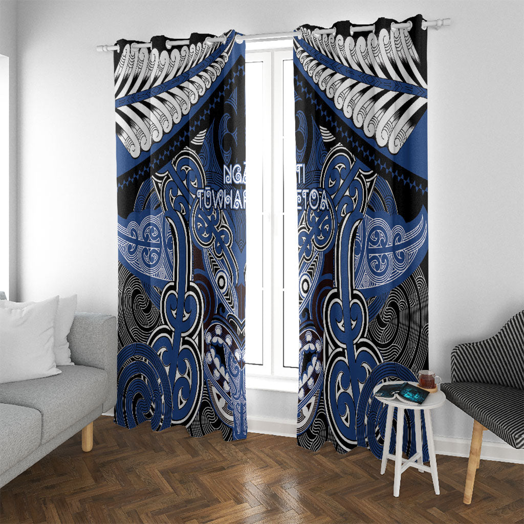 Aotearoa Iwi Ngati Tuwharetoa Window Curtain Maori Kowhaiwhai Pattern LT19 With Grommets Blue - Polynesian Pride