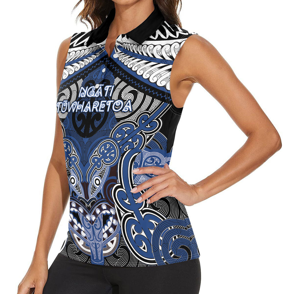 Aotearoa Iwi Ngati Tuwharetoa Personalised Women Sleeveless Polo Shirt Maori Kowhaiwhai Pattern LT19 - Polynesian Pride