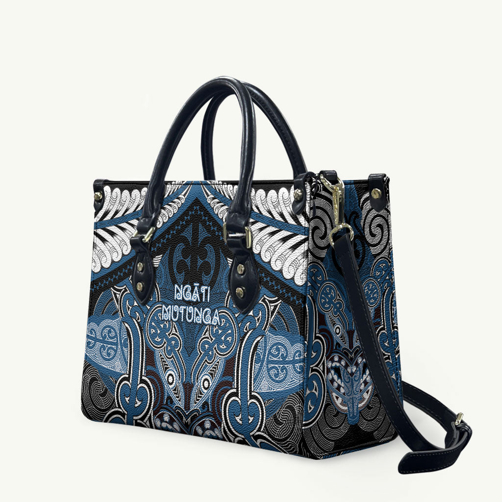 Aotearoa Iwi Ngati Mutunga Leather Bag Maori Kowhaiwhai Pattern