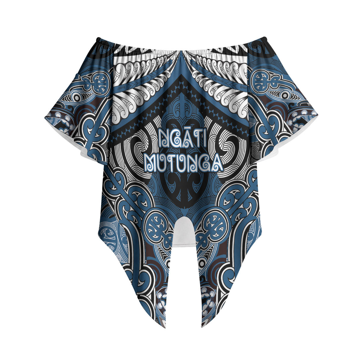 Aotearoa Iwi Ngati Mutunga Personalised Off Shoulder Wrap Waist Top Maori Kowhaiwhai Pattern
