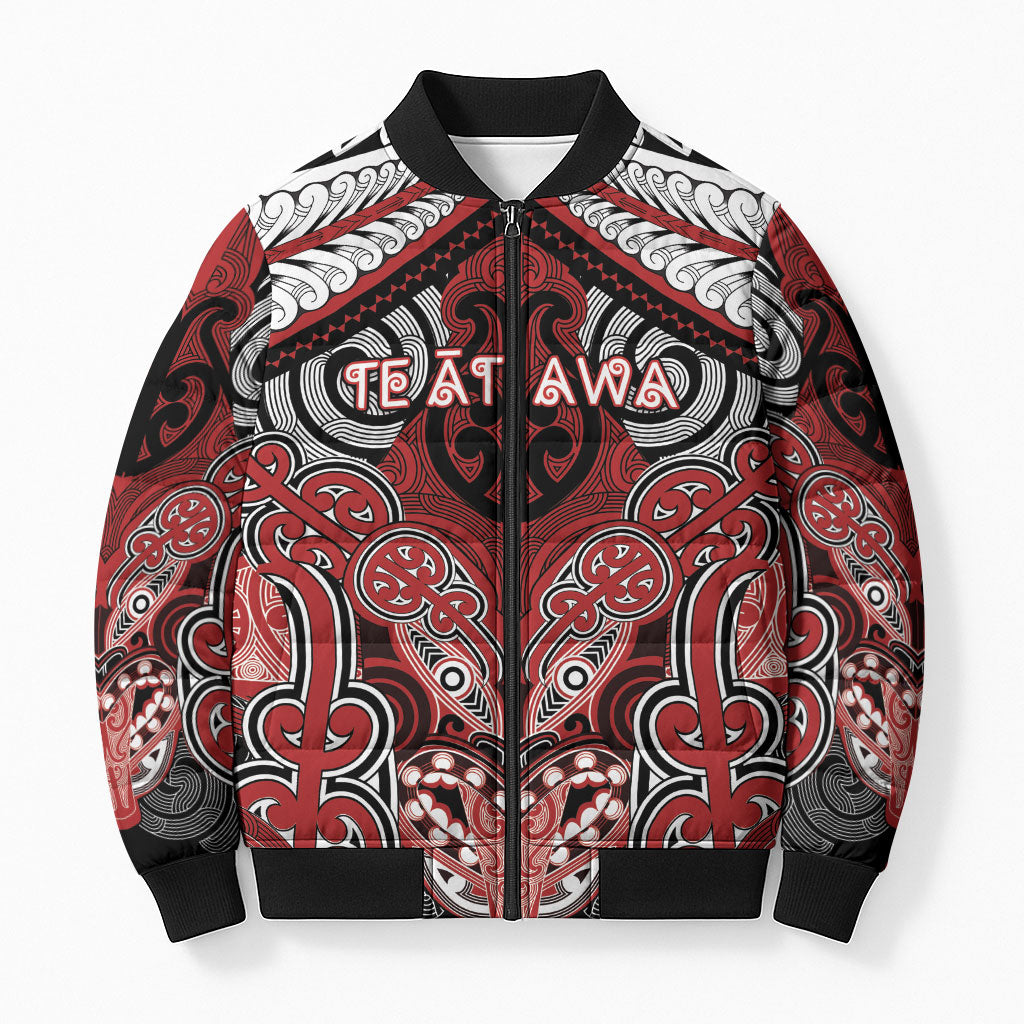 Aotearoa Iwi Te Ati Awa Personalised Bomber Puffer Jacket Maori Kowhaiwhai Pattern
