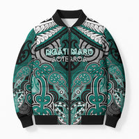 Aotearoa Iwi Ngati Maru Personalised Bomber Puffer Jacket Maori Kowhaiwhai Pattern