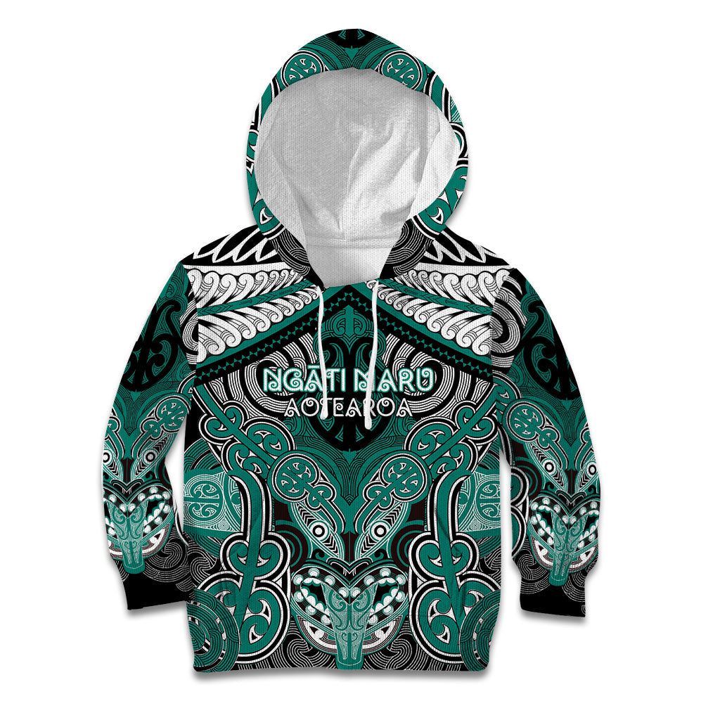 Aotearoa Iwi Ngati Maru Personalised Kid Hoodie Maori Kowhaiwhai Pattern