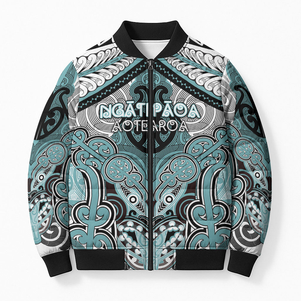 Aotearoa Iwi Ngati Paoa Personalised Bomber Puffer Jacket Maori Kowhaiwhai Pattern