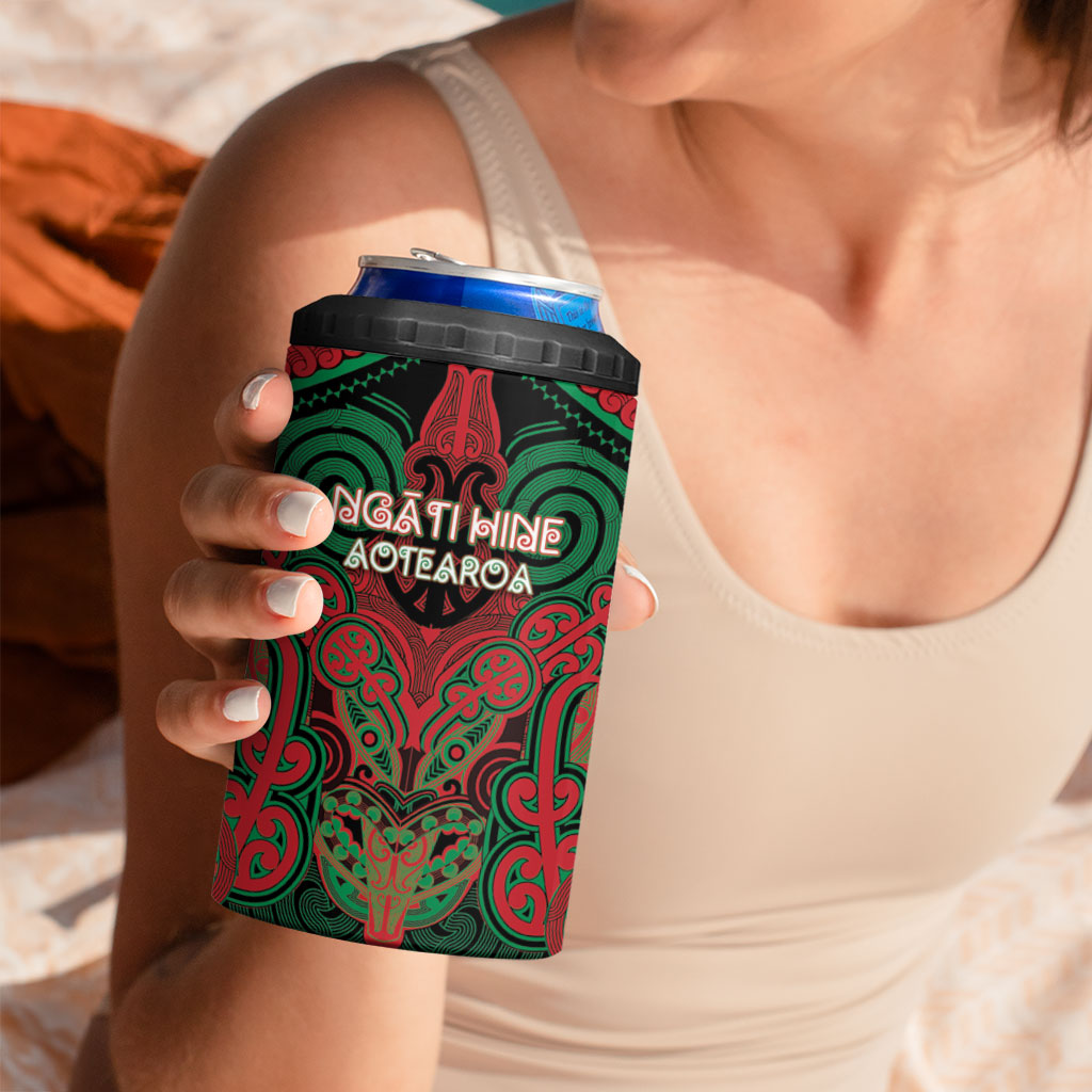 Aotearoa Iwi Ngati Hine Personalised 4 in 1 Can Cooler Tumbler Maori Kowhaiwhai Pattern