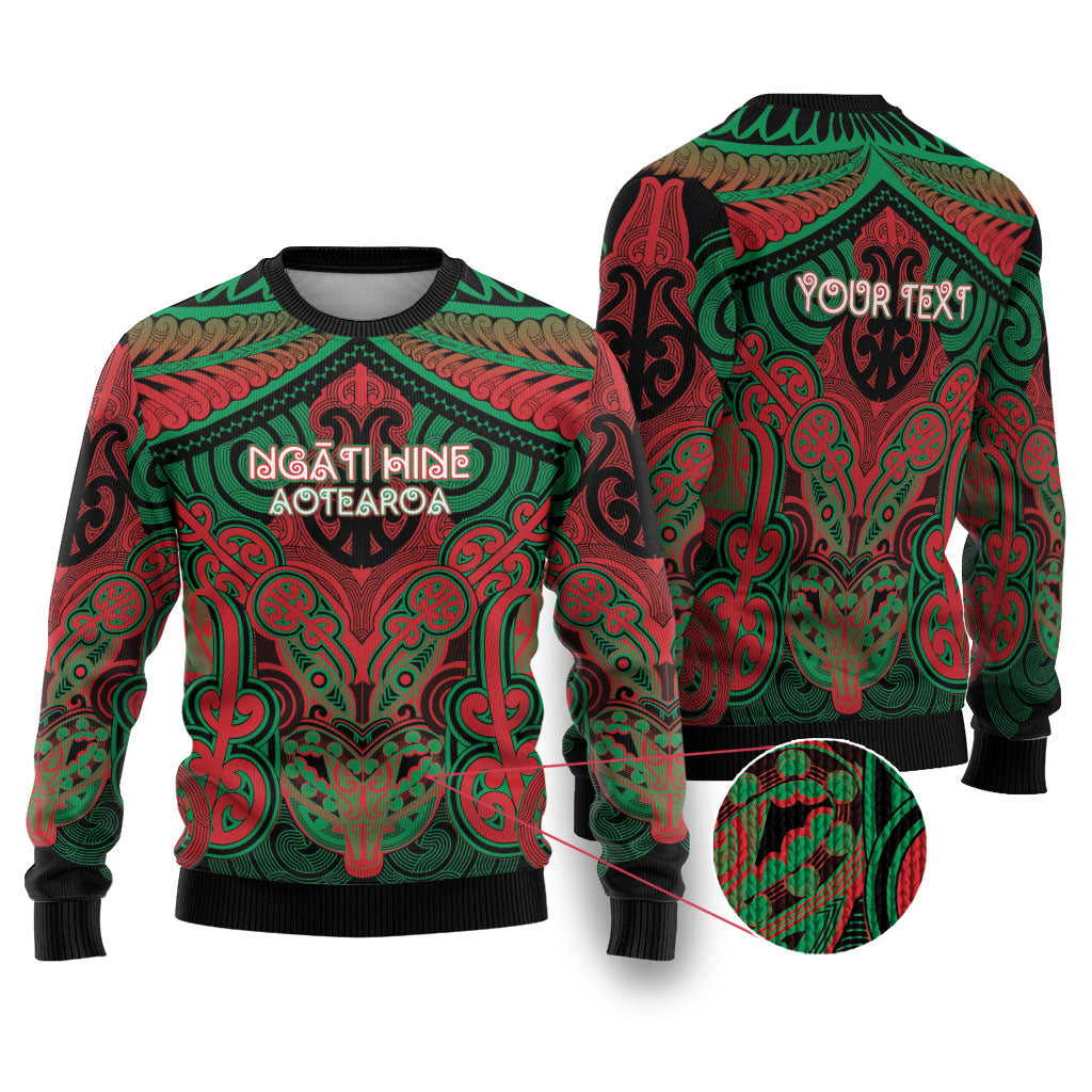 Aotearoa Iwi Ngati Hine Personalised Ugly Christmas Sweater Maori Kowhaiwhai Pattern