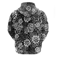 Black Aloha Hawaiian Hoodie Monstera Hibiscus Tropical Pattern LT19 - Polynesian Pride