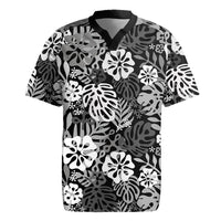 Black Aloha Hawaiian Rugby Jersey Monstera Hibiscus Tropical Pattern LT19 Black - Polynesian Pride