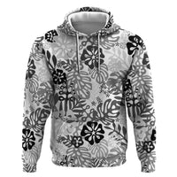 White Aloha Hawaiian Hoodie Monstera Hibiscus Tropical Pattern LT19 Pullover Hoodie White - Polynesian Pride