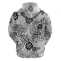 White Aloha Hawaiian Hoodie Monstera Hibiscus Tropical Pattern LT19 - Polynesian Pride