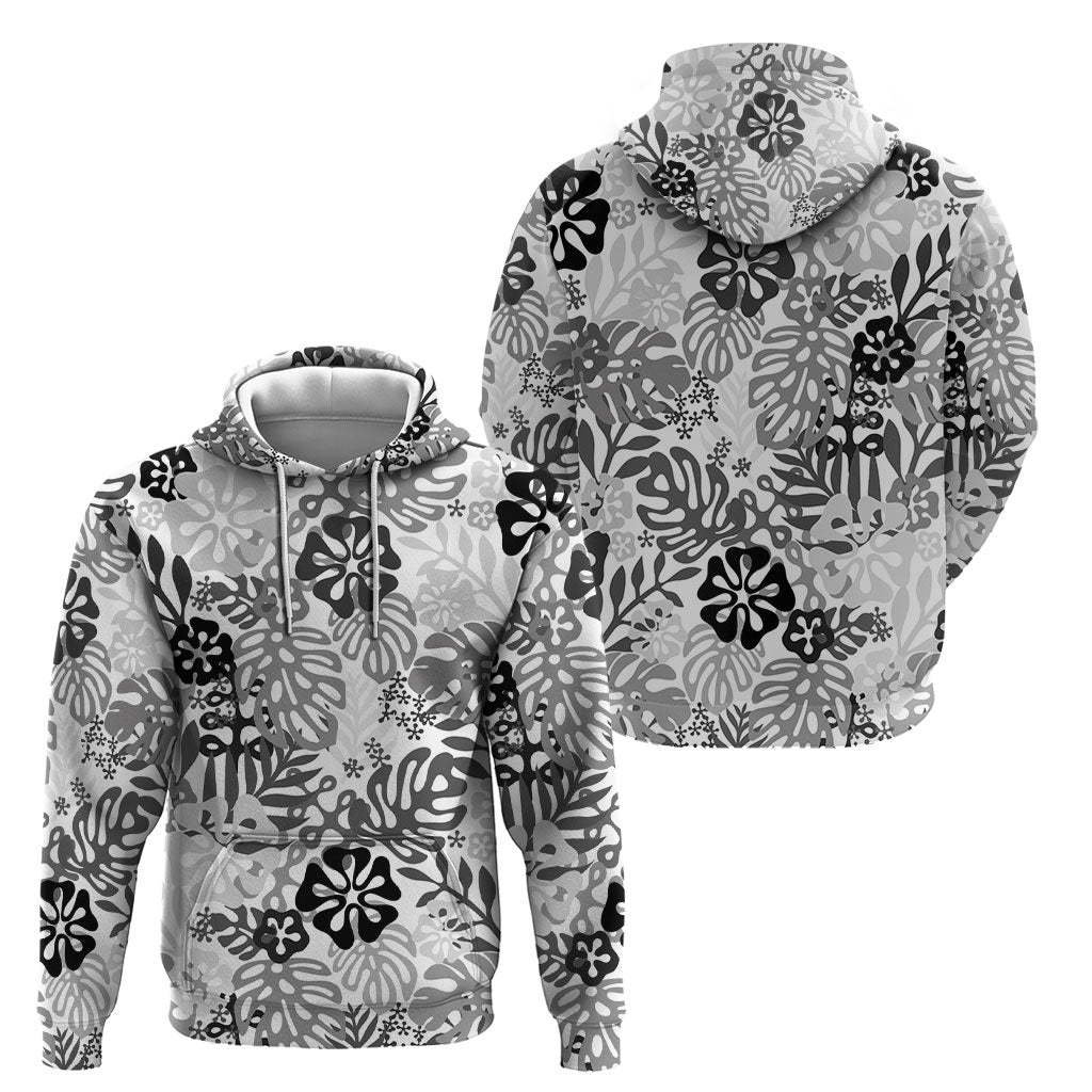 White Aloha Hawaiian Hoodie Monstera Hibiscus Tropical Pattern LT19 - Polynesian Pride