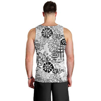 White Aloha Hawaiian Men Tank Top Monstera Hibiscus Tropical Pattern LT19 - Polynesian Pride