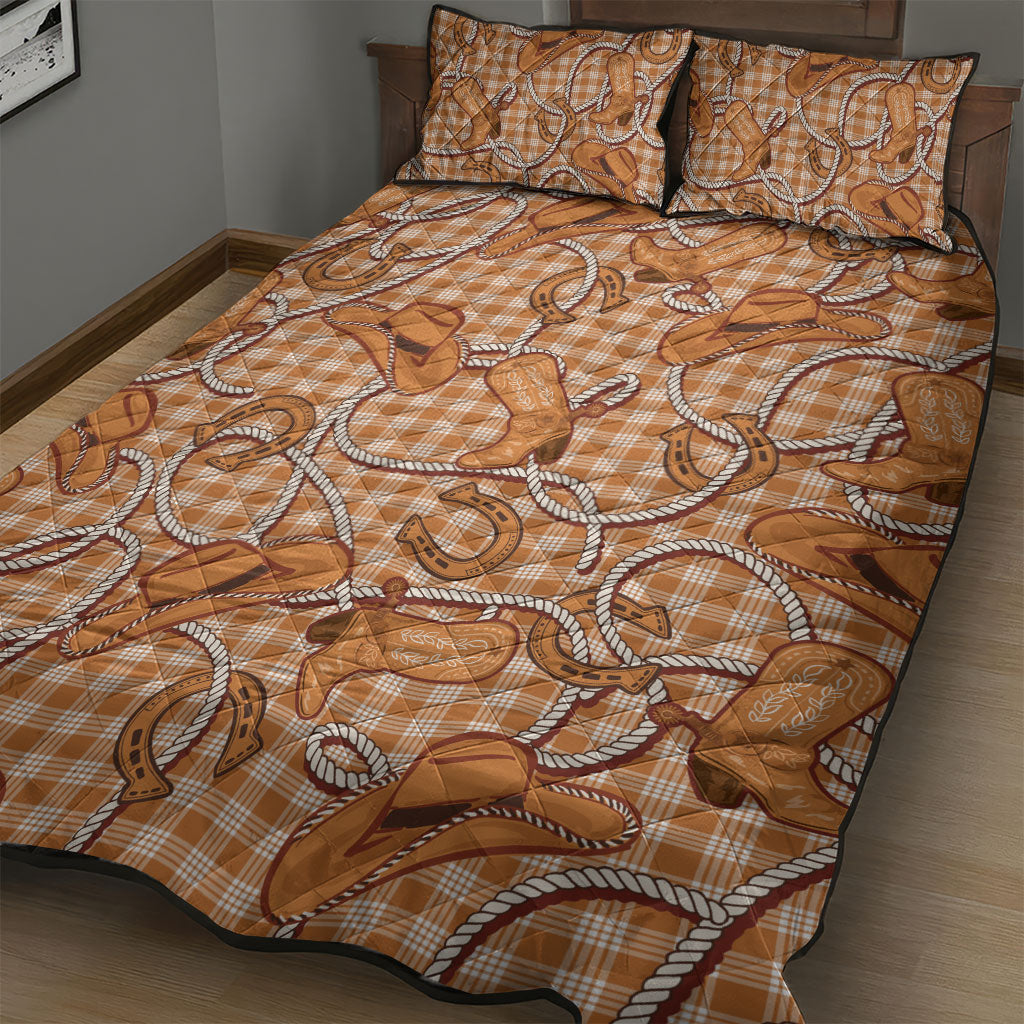 Brown Hawaii Palaka Cowboy Quilt Bed Set Hawaiian Paniolo Festival Spirit LT19 - Polynesian Pride