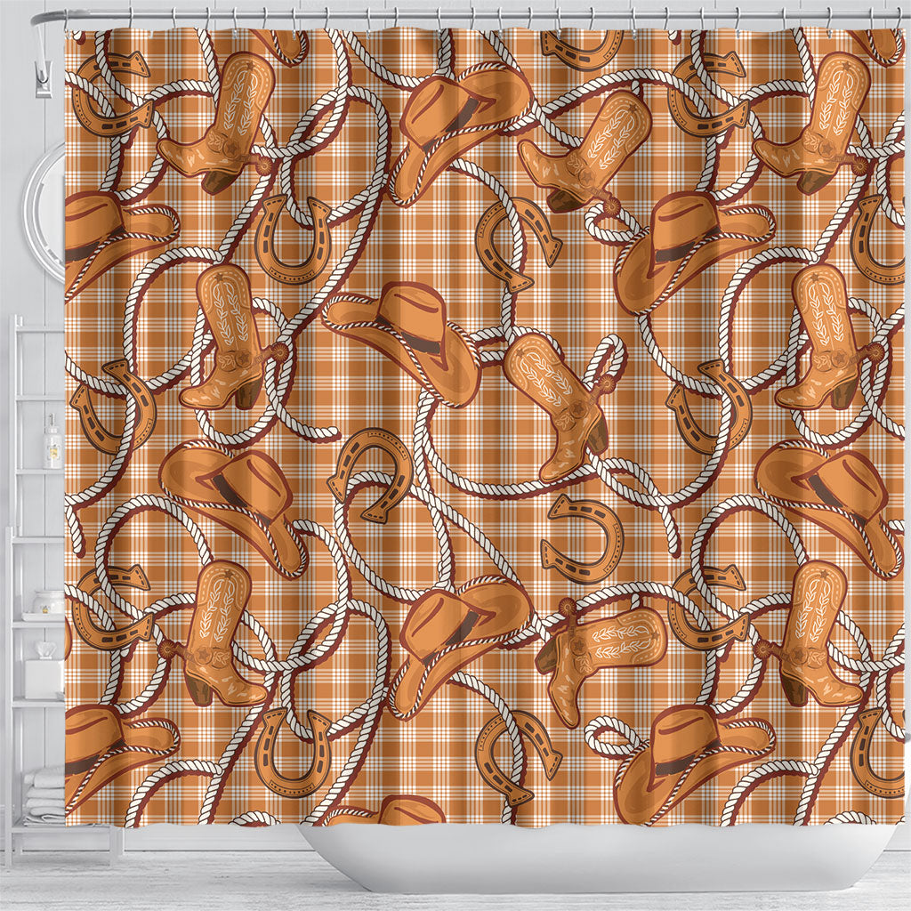 Brown Hawaii Palaka Cowboy Shower Curtain Hawaiian Paniolo Festival Spirit LT19 - Polynesian Pride