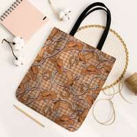 Brown Hawaii Palaka Cowboy Tote Bag Hawaiian Paniolo Festival Spirit LT19 Black Strap One Size Brown - Polynesian Pride