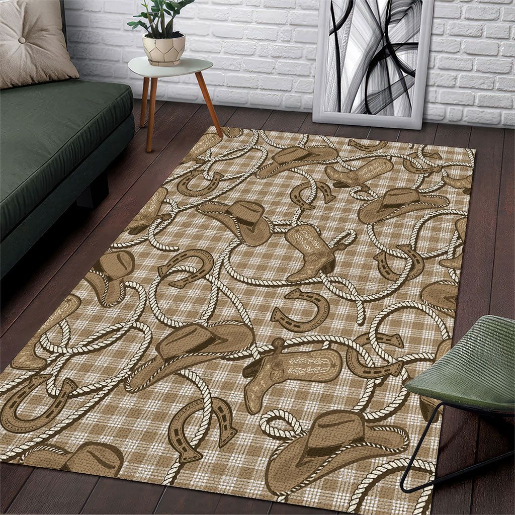 Beige Hawaii Palaka Cowboy Area Rug Hawaiian Paniolo Festival Spirit LT19 Beige - Polynesian Pride