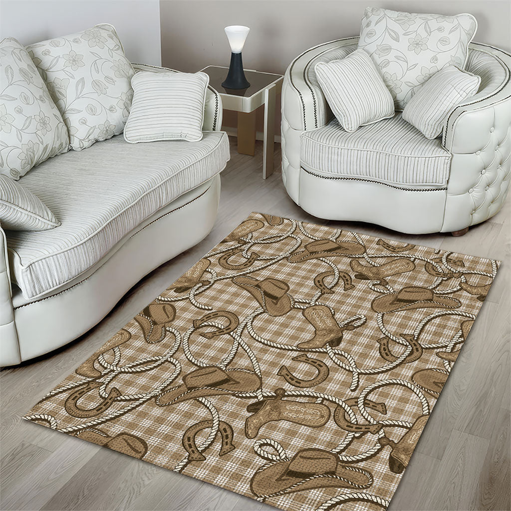 Beige Hawaii Palaka Cowboy Area Rug Hawaiian Paniolo Festival Spirit LT19 - Polynesian Pride