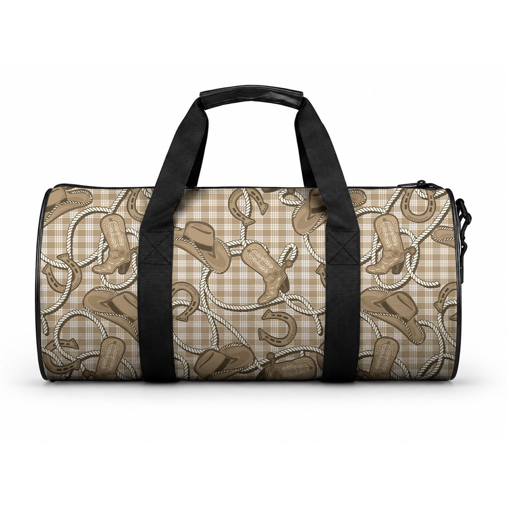Beige Hawaii Palaka Cowboy Duffle Bag Hawaiian Paniolo Festival Spirit LT19 One size Beige - Polynesian Pride