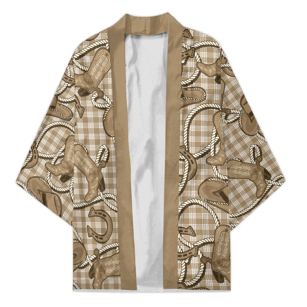 Beige Hawaii Palaka Cowboy Kimono Hawaiian Paniolo Festival Spirit LT19 Unisex Beige - Polynesian Pride