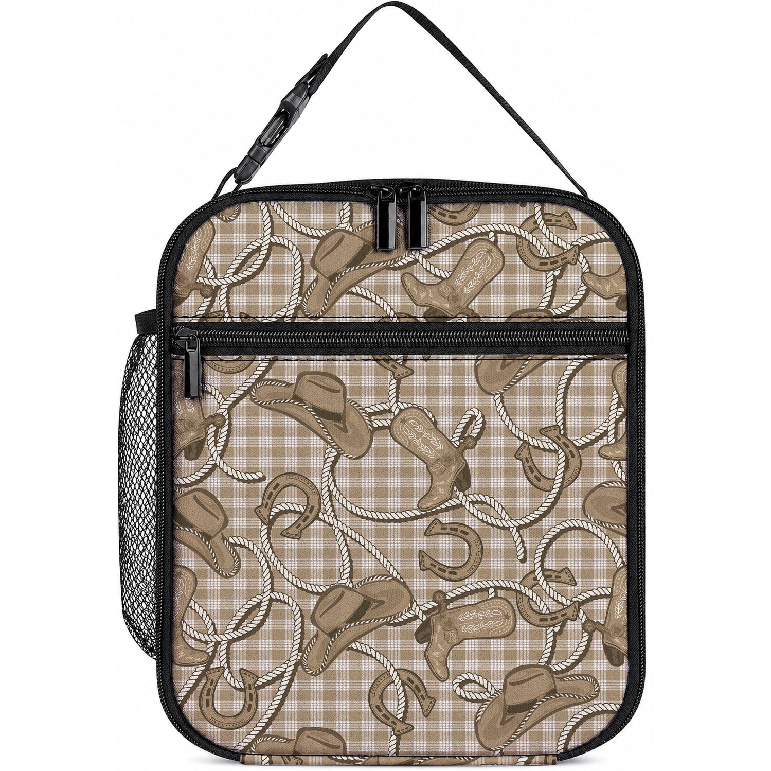 Beige Hawaii Palaka Cowboy Lunch Bag Hawaiian Paniolo Festival Spirit LT19 10.2 × 8.3 × 4.3 inch Beige - Polynesian Pride