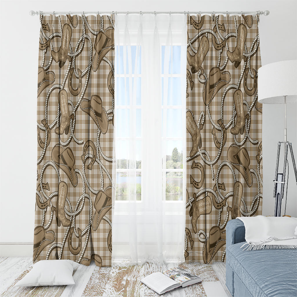 Beige Hawaii Palaka Cowboy Window Curtain Hawaiian Paniolo Festival Spirit LT19 - Polynesian Pride