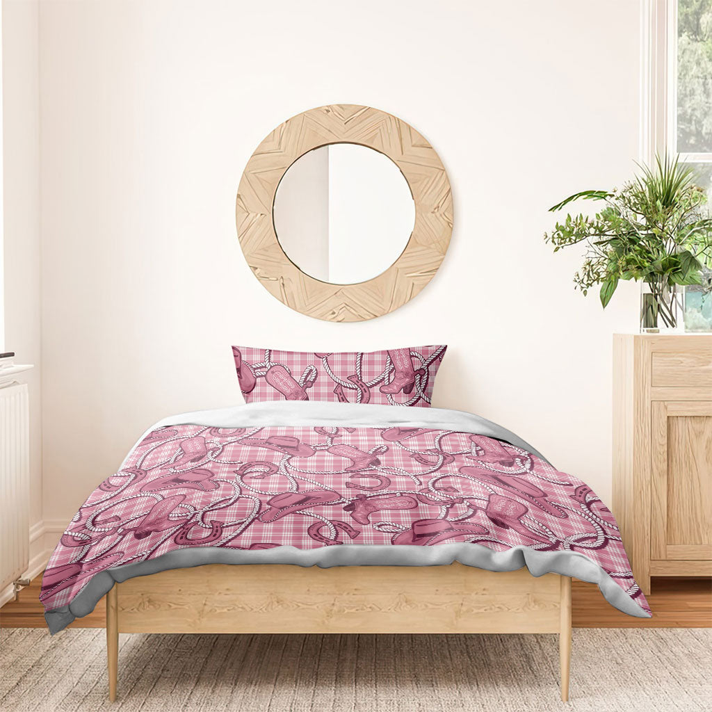 Pink Hawaii Palaka Cowboy Bedding Set Hawaiian Paniolo Festival Spirit LT19 - Polynesian Pride