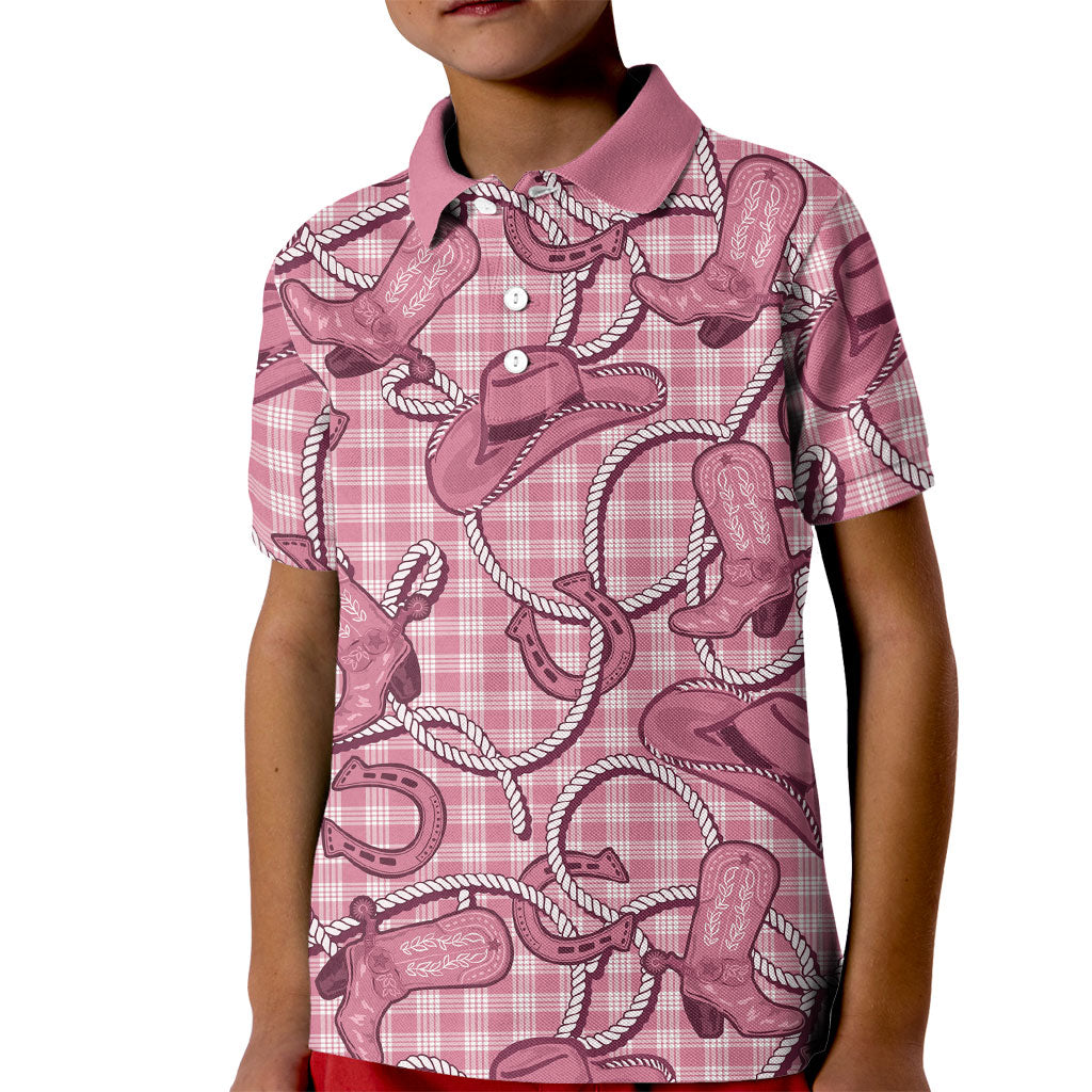 Pink Hawaii Palaka Cowboy Kid Polo Shirt Hawaiian Paniolo Festival Spirit LT19 Kid Pink - Polynesian Pride